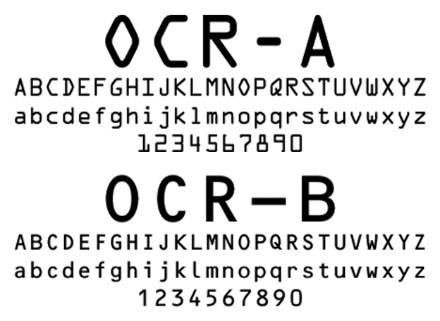 Comparison of OCR-A (1968) with Frutiger’s OCR-B (1973)