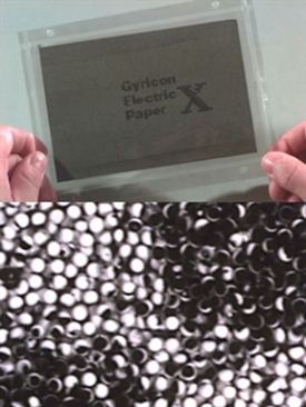 Nick Sheridon and his team at Xerox PARC invented Gyricon in 1974, a thin layer of transparent plastic composed of bichromal beads that rotate to create an image