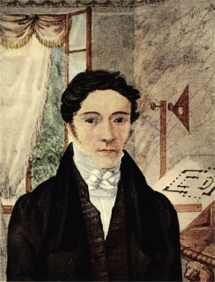 Portrait of Nicholas-Louis Robert from a watercolor painted by his sister