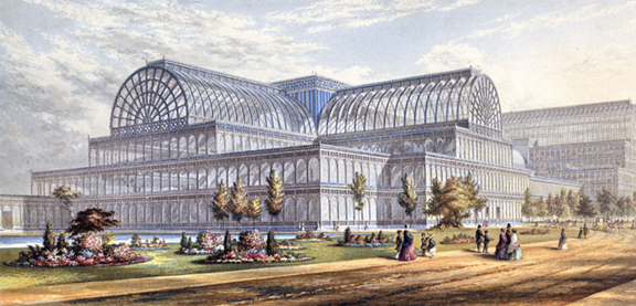 Baxter’s series “Gems of the Great Exhibition” (1852) included this image of the exterior of the Crystal Palace in London.