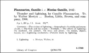 Printed library catalog card 