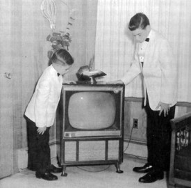 Robert Howard’s sons Larry and Richard with a Howard Television set in 1959